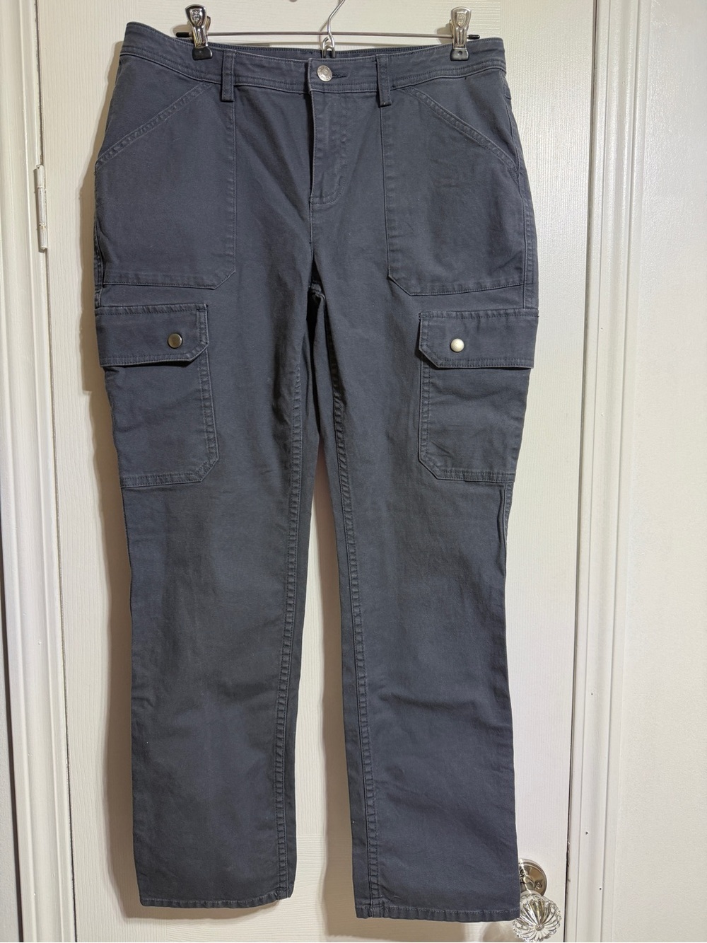 Duluth women’s tactical navy cargo flex straight slim work pants size 10